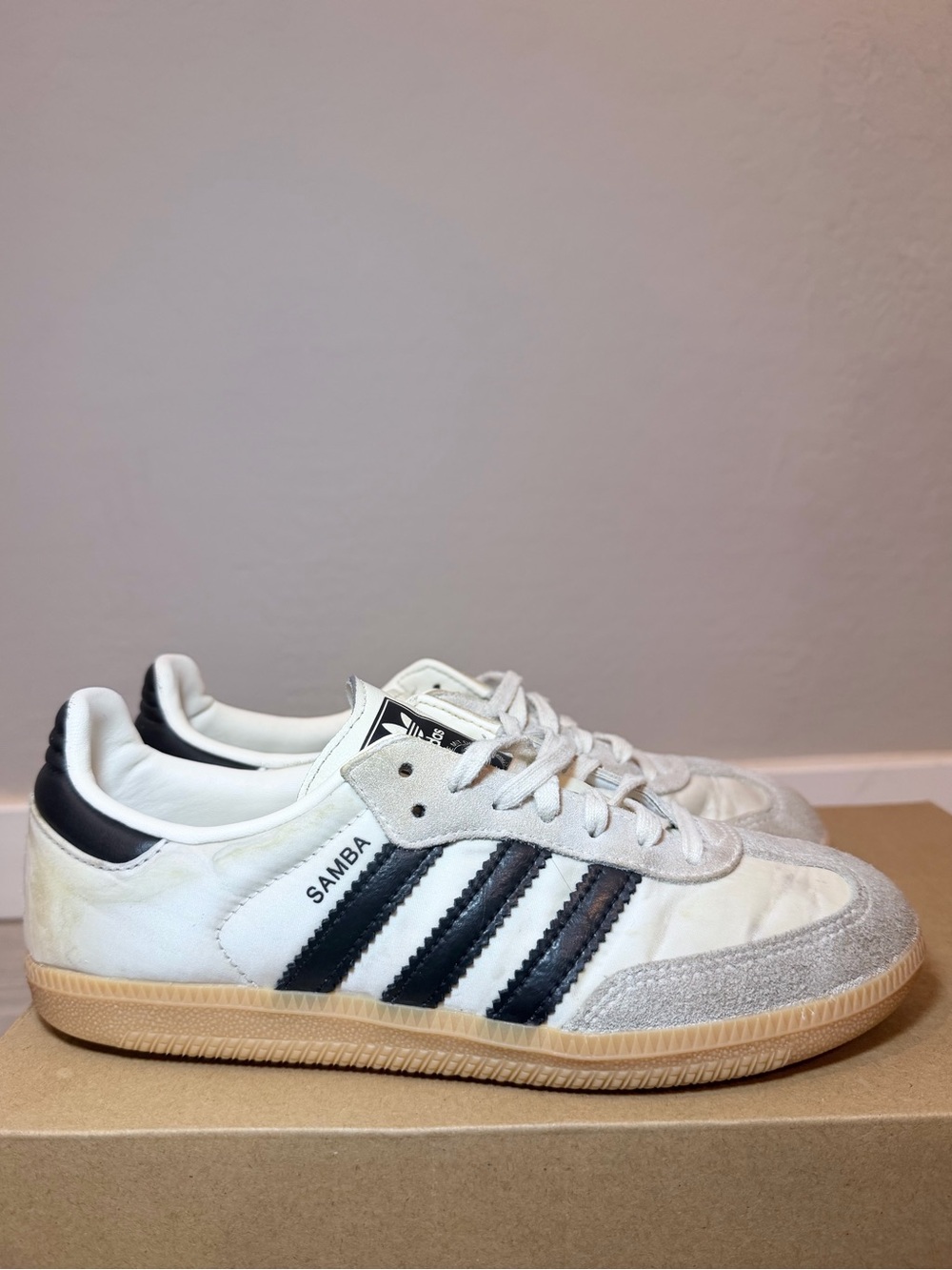Adidas White Leather Samba Sneakers - Size US 5